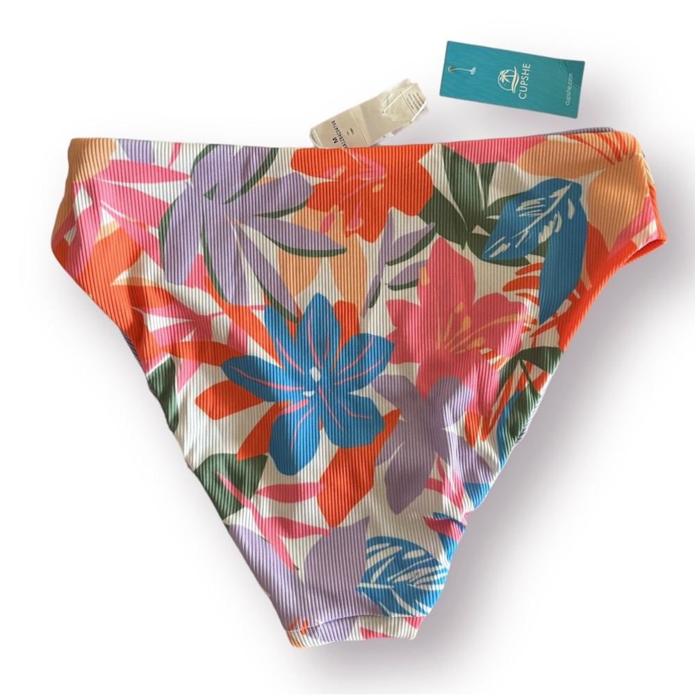 CUPSHE Scarlet Garden One-Shoulder Bikini 2 PCs Set - Picture 7 of 13
